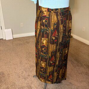 Vintage Long Skirt by Breeches Nautical Theme Mermaid. Lined Wool and Rayon